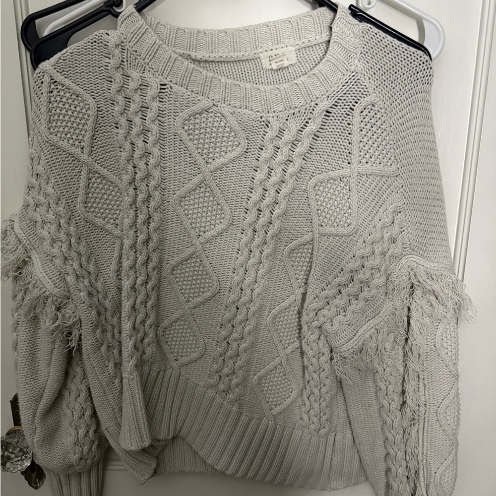 a.n.a Light Gray Cable Knit Sweater